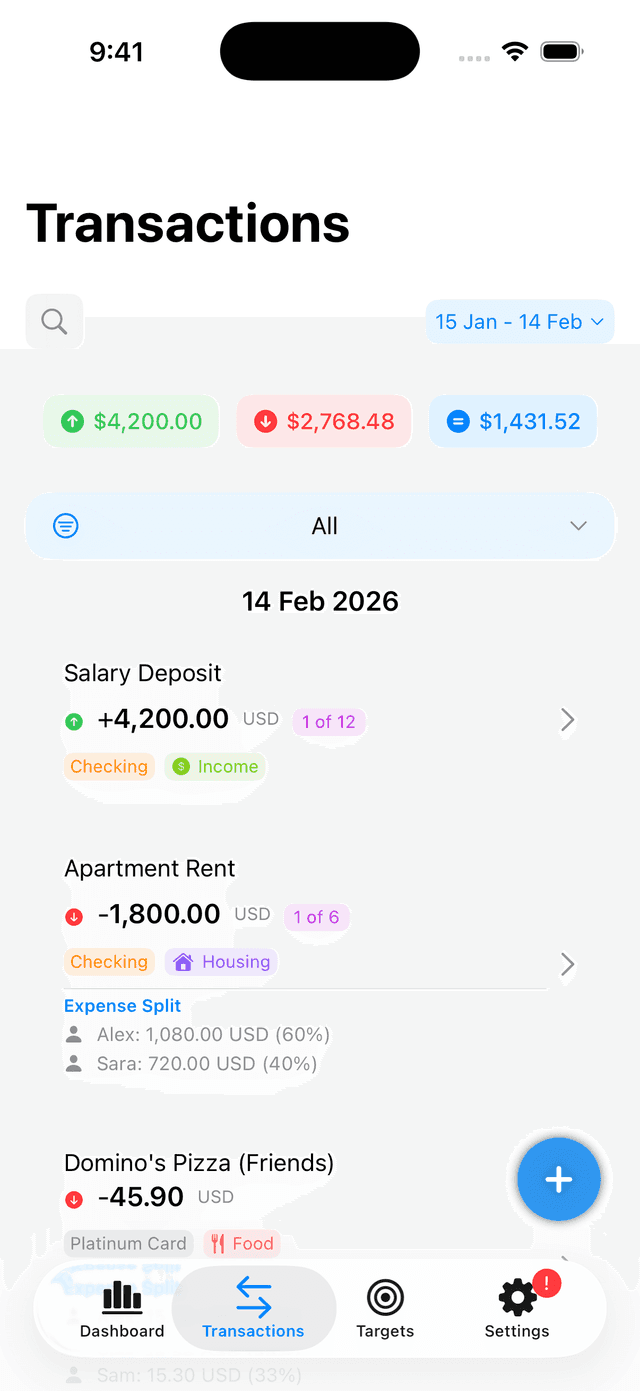 Transactions - Expense tracking
